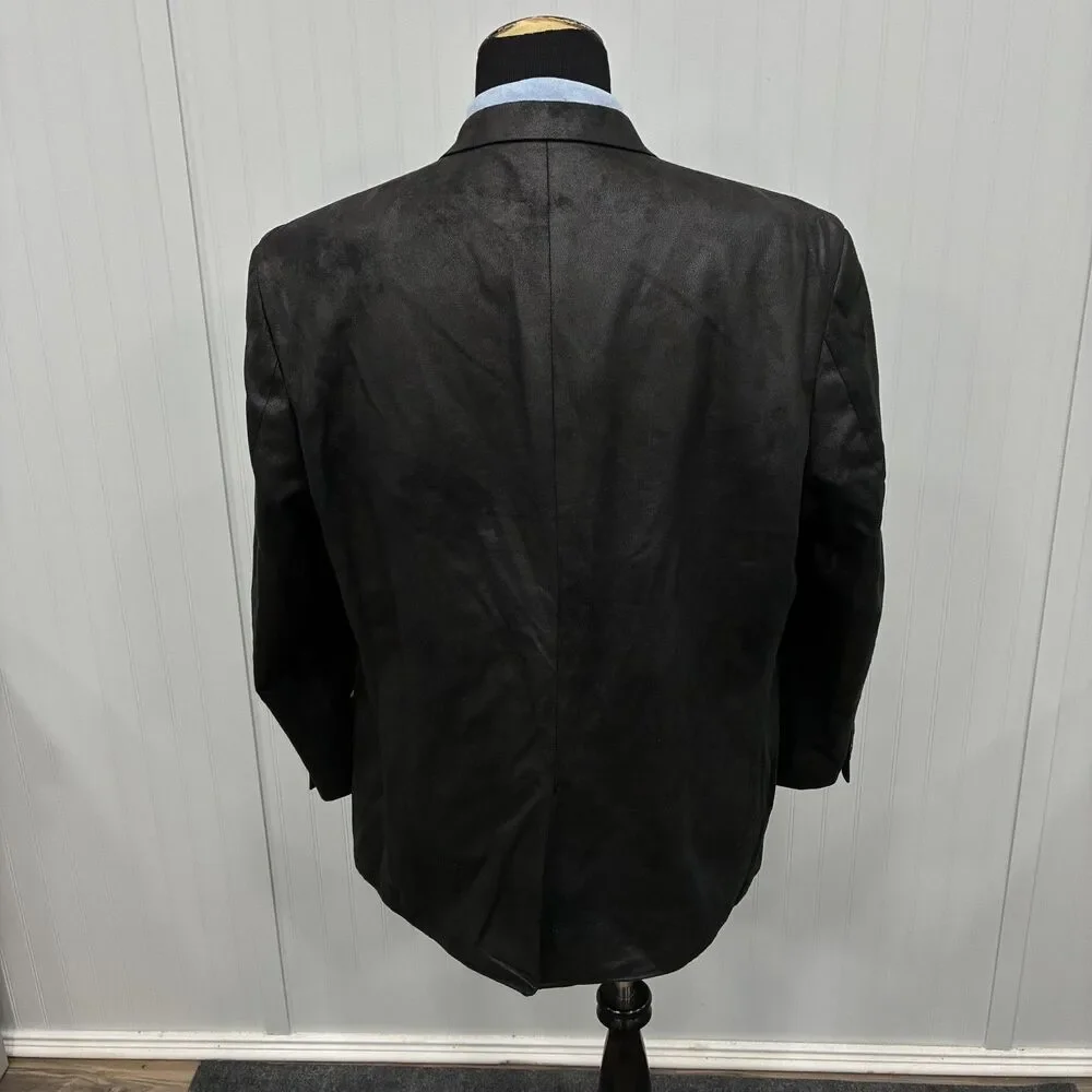 Lauren Ralph Lauren 52R Black Faux Suede Leather 2-Button Single-Vent Sport Coat